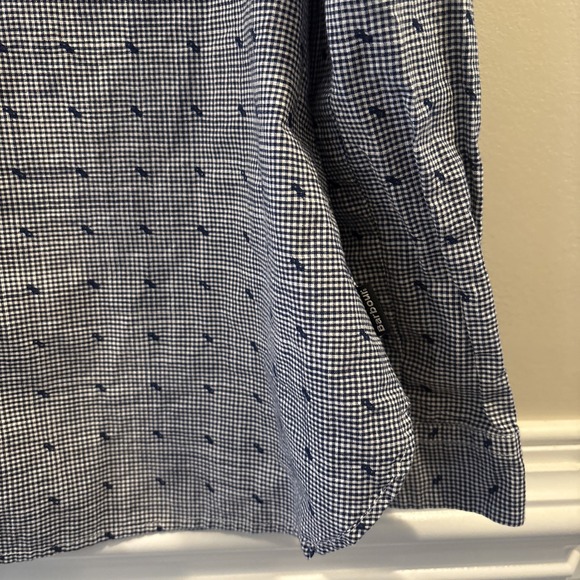 Barbour Women's LS Button Up Blue Gingham/Polkadot Shirt Size 8 - Picture 3 of 4